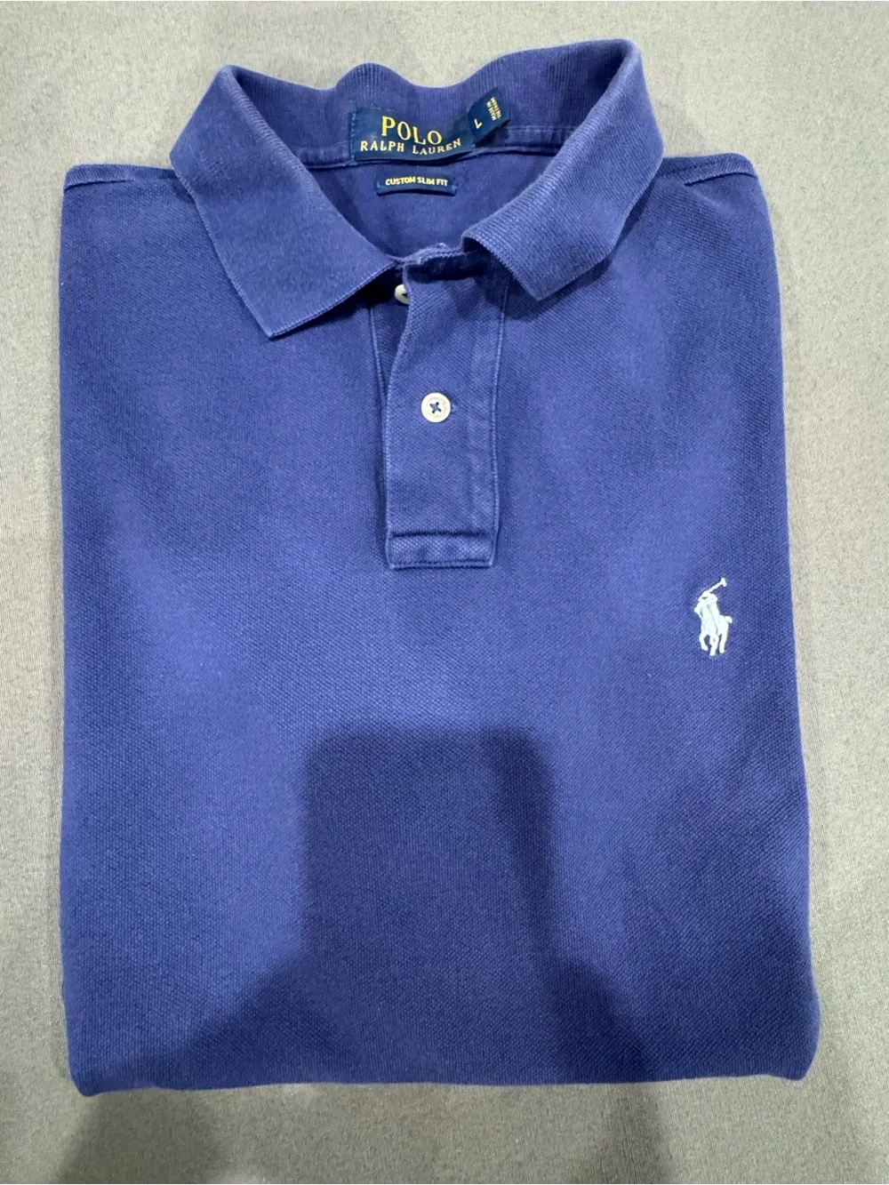 Ralph Lauren Men's Short Sleeve Polo Custom Slim Fit Size Large Royal Blue